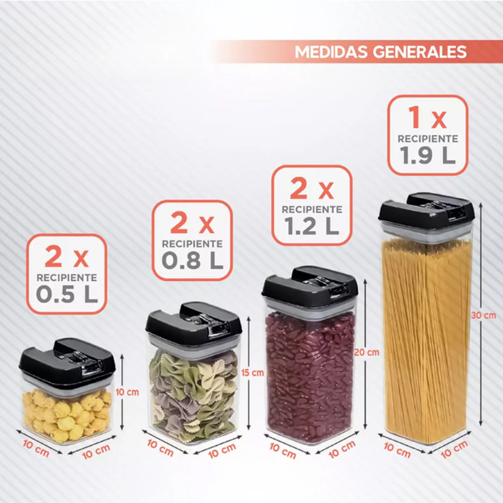 Set de 7 Contenedores Herméticos – Almacena y Organiza tu Cocina
