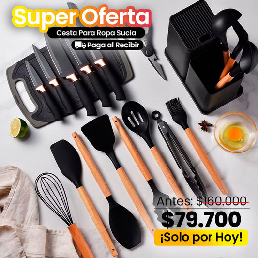 Set de 19 Utensilios de Cocina – Completo, Resistente y Antiadherente