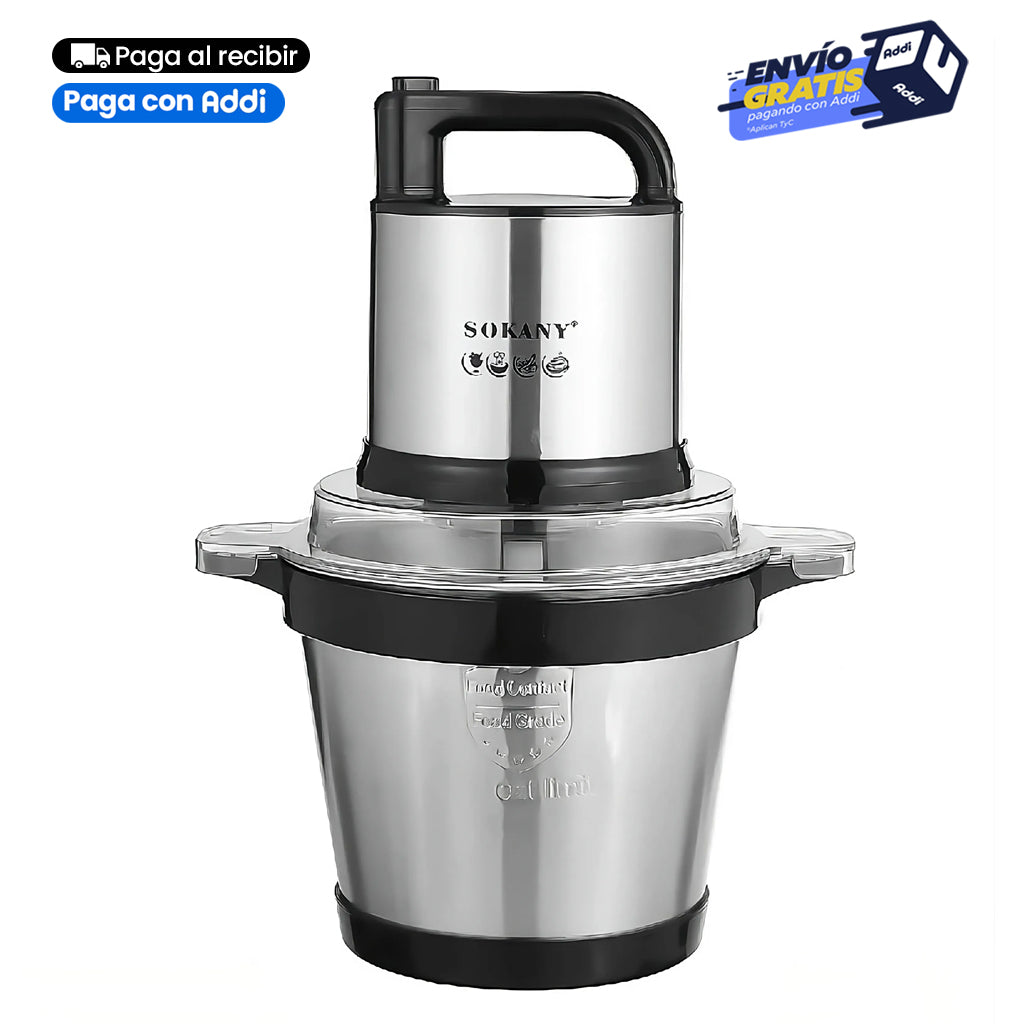 Picadora Eléctrica SOKANY® de 0.7 L - 2 L y 4L de Capacidad Con Potencia de 250W - 400 W y 800 W