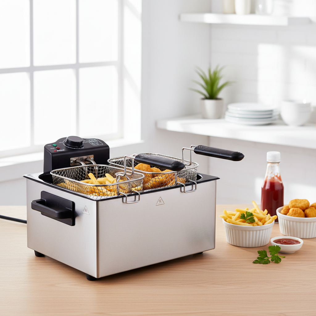 Freidora de Aceite Eléctrica 5 Litros 1200W Acero Inoxidable Sokany