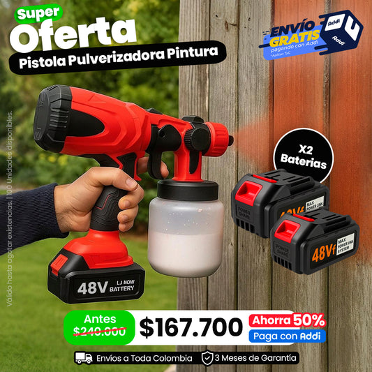 Pistola Pulverizadora Recargable Inalámbrica con Doble Batería