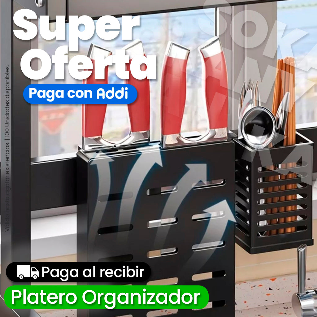 Organizador Escurridor de Platos con Tapa de 65 cm y 85 cm Acero Inoxidable Negro