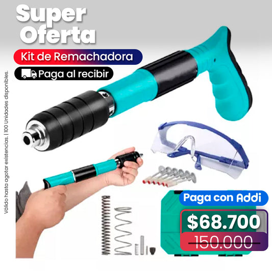 Kit de Pistola Remachadora Manual con Clavos de Acero