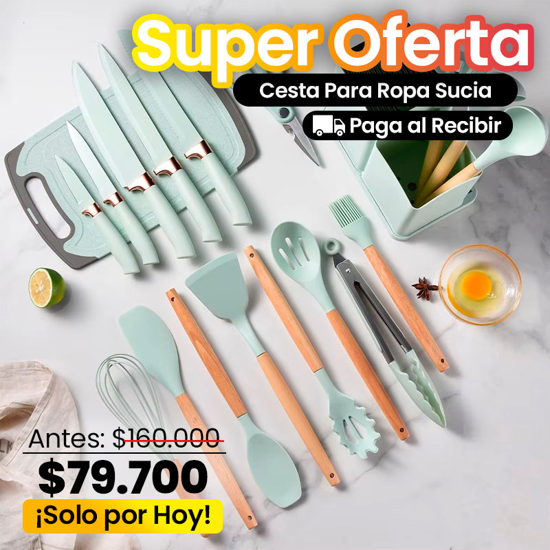 Set de 19 Utensilios de Cocina – Completo, Resistente y Antiadherente