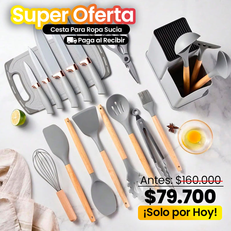 Set de 19 Utensilios de Cocina – Completo, Resistente y Antiadherente