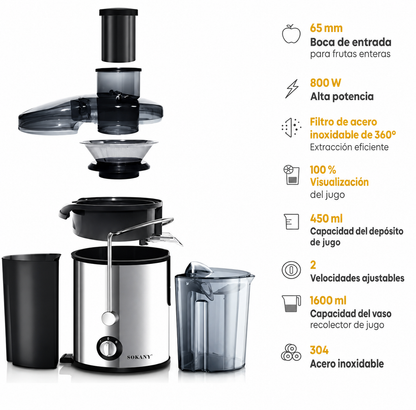 Extractor de Jugos Sokany con Separador de Pulpa –  1.6 Litros
