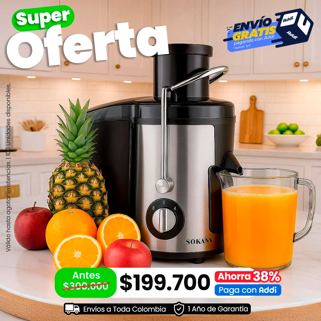 🍊 Extractor de Jugo Sokany® con Separador de Pulpa – Eléctrico, 1.6 Litros, 800W