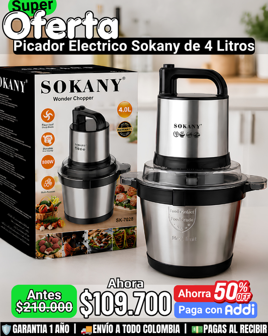 Picador Eléctrico Sokany - 4 Litros