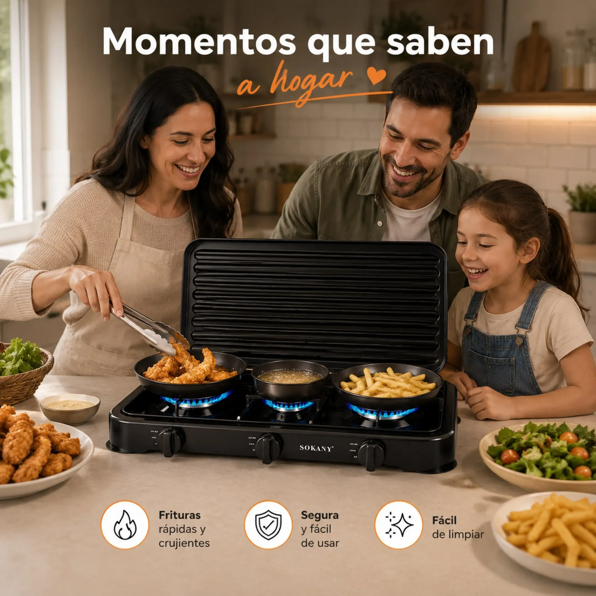 ESTUFA DE GAS 3 PUESTOS SOKANY