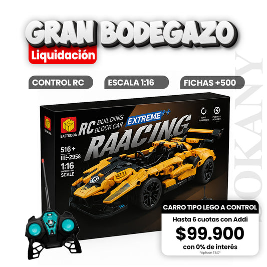 Carro Lego Control Remoto 516 Piezas Naranja Auto De Carrera