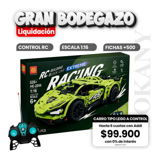 Carro Lego Control Remoto 528 Piezas Verde Auto De Carrera