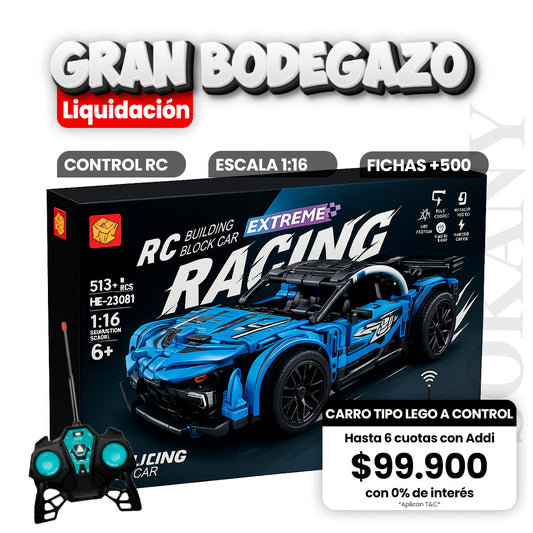 Carro Lego Control Remoto 513 Piezas Azul Auto De Carrera