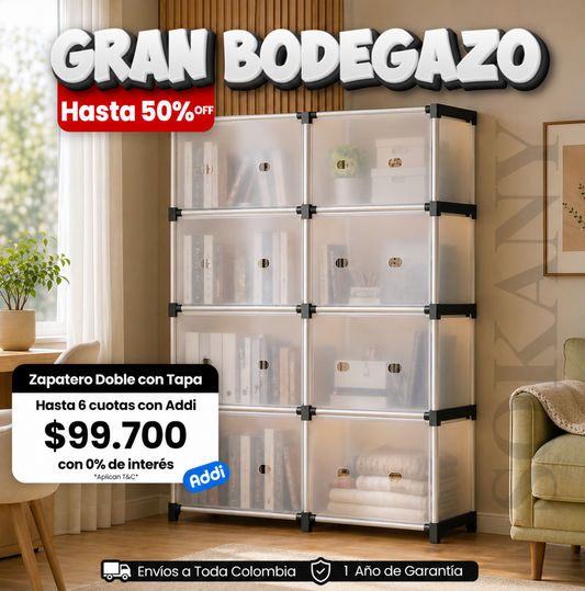 Armario Organizador Multiusos con Tapa de 8 Módulos Metálico Ultra Resistente