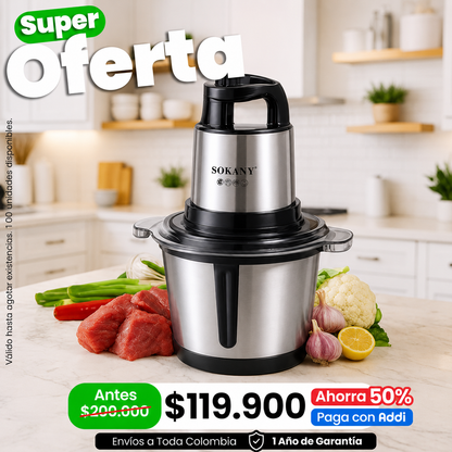 Picadora Eléctrica SOKANY® de 0.7 L - 2 L y 4L de Capacidad Con Potencia de  250W - 400 W y 800 W