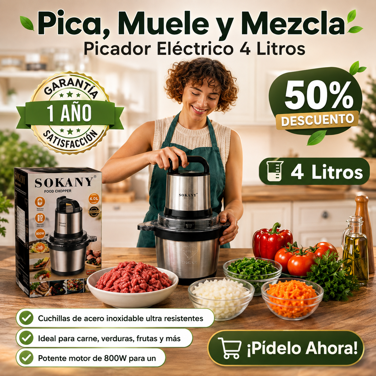 Picador Eléctrico Sokany 4 Litros