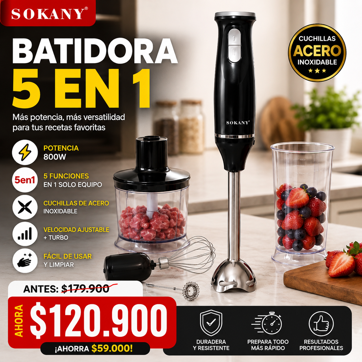 Batidora 5 en 1 Sokany