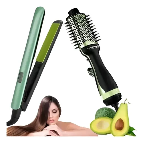 Combo Plancha + Cepillo Secador Aguacate