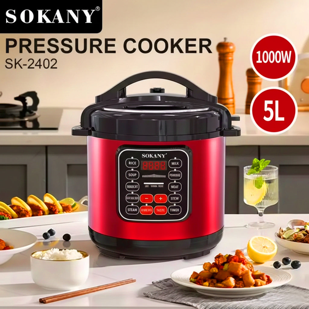 Olla Express Multifuncional Sokany 10 en 1: Digital, Arrocera, Vaporera y Carnes