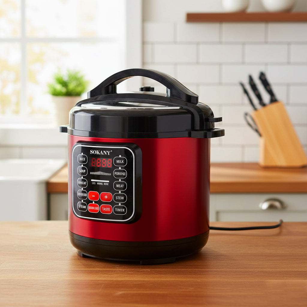 Olla Express Multifuncional Sokany 10 en 1: Digital, Arrocera, Vaporera y Carnes