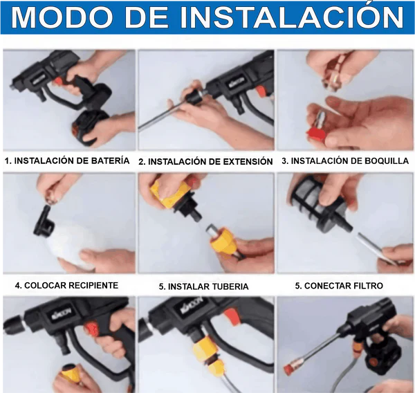 HIDROLAVADORA PORTATIL ALTA PRESIÓN DOBLE BATERIA