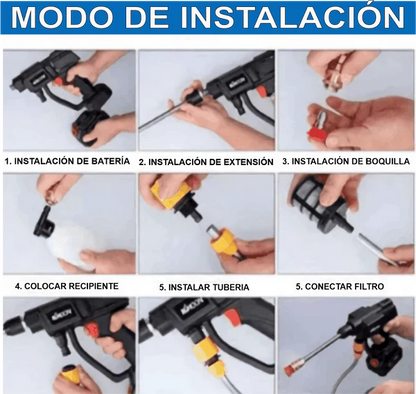 HIDROLAVADORA PORTATIL ALTA PRESIÓN DOBLE BATERIA