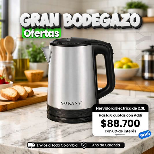 Jarra Hervidora Sokany 2.3 Litros con 1.500W de Potencia