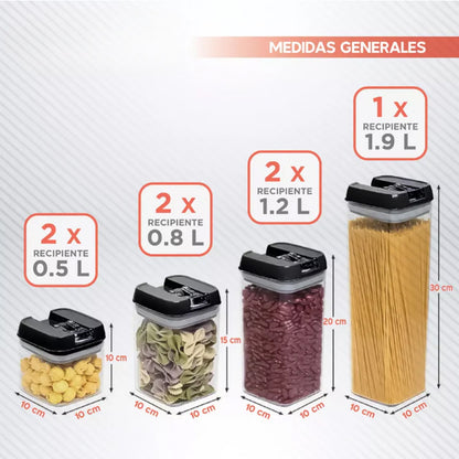 Set de 7 Contenedores Herméticos – Almacena y Organiza tu Cocina