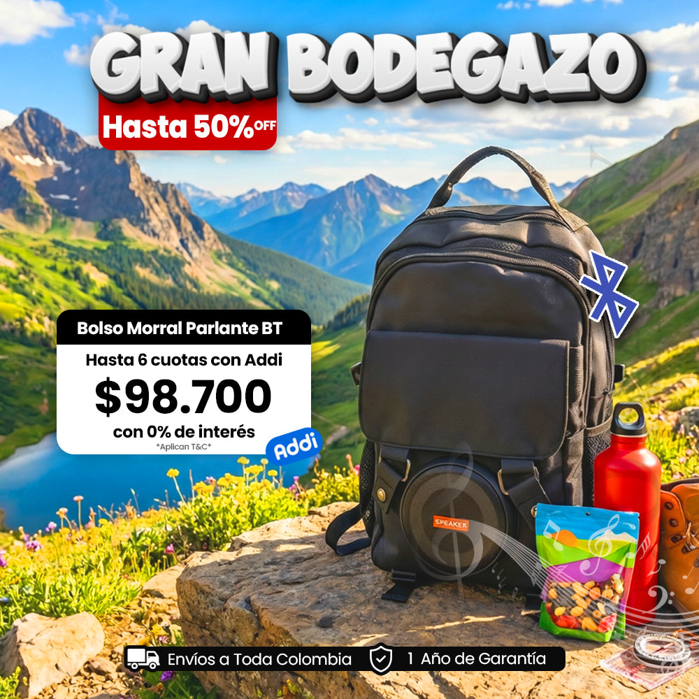 Bolso Morral con Parlante Bluetooth Recargable Negro