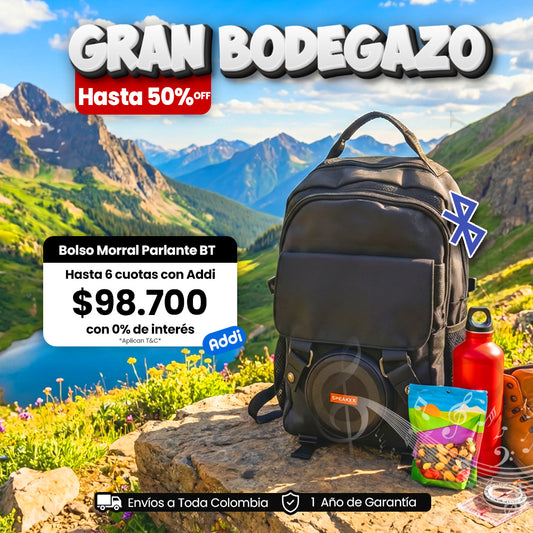 Bolso Morral con Parlante Bluetooth Recargable Negro