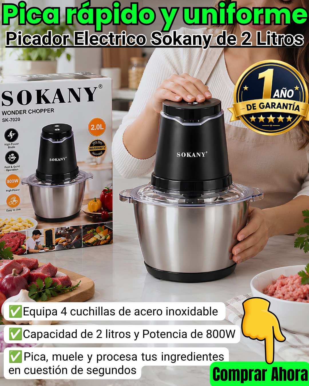 Picador Eléctrico Sokany 2 Litros