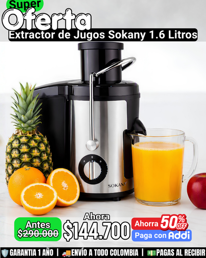 Extractor de Jugos Sokany con Separador de Pulpa –  1.6 Litros