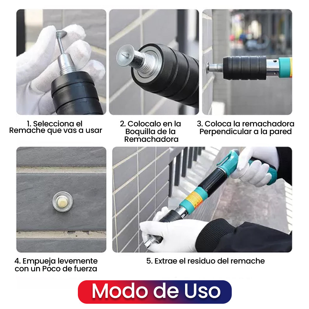 Kit de Pistola Remachadora Manual con Clavos de Acero