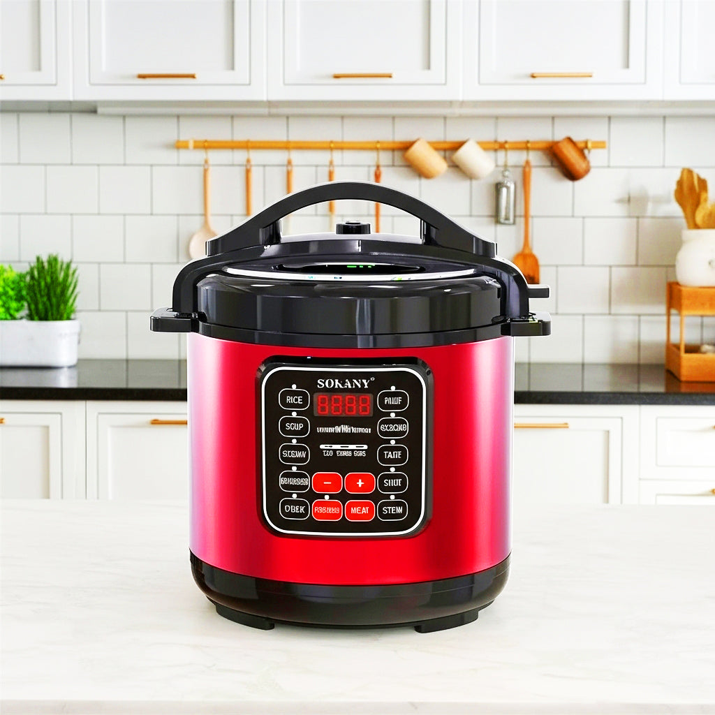 Olla Express Multifuncional Sokany 10 en 1: Digital, Arrocera, Vaporera y Carnes
