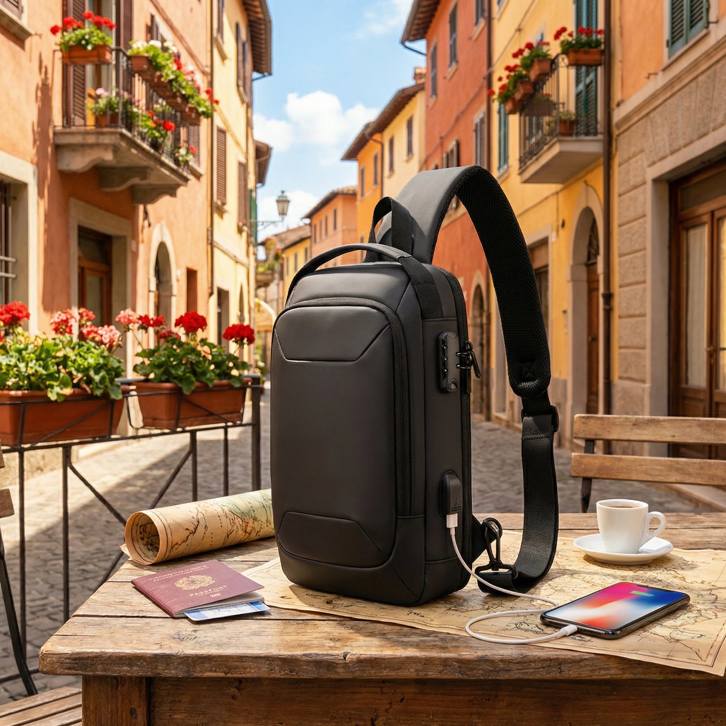 Bolso Canguro AntiRobo Con Puerto USB y Clave de Seguridad