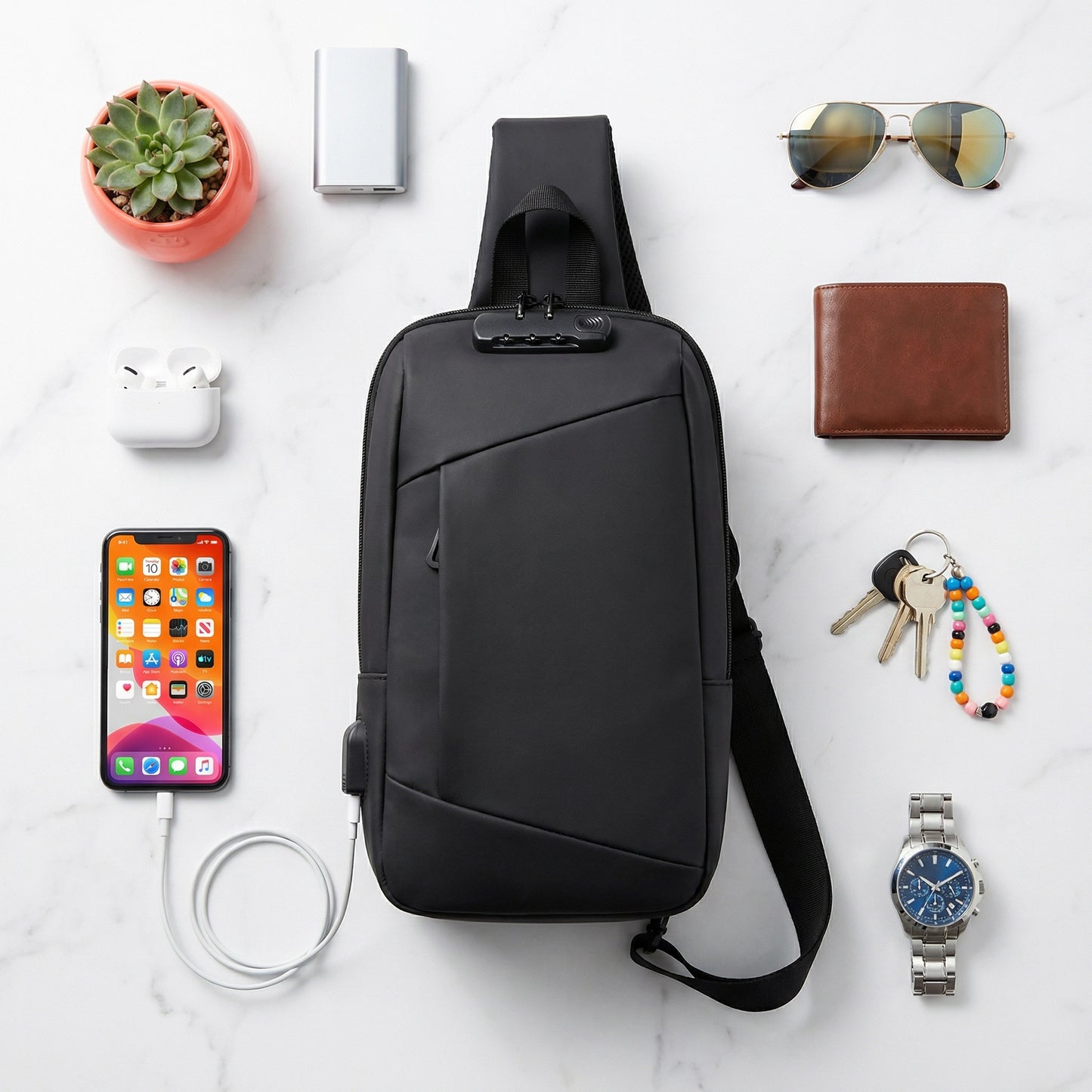 Bolso Canguro AntiRobo Con Puerto USB y Clave de Seguridad