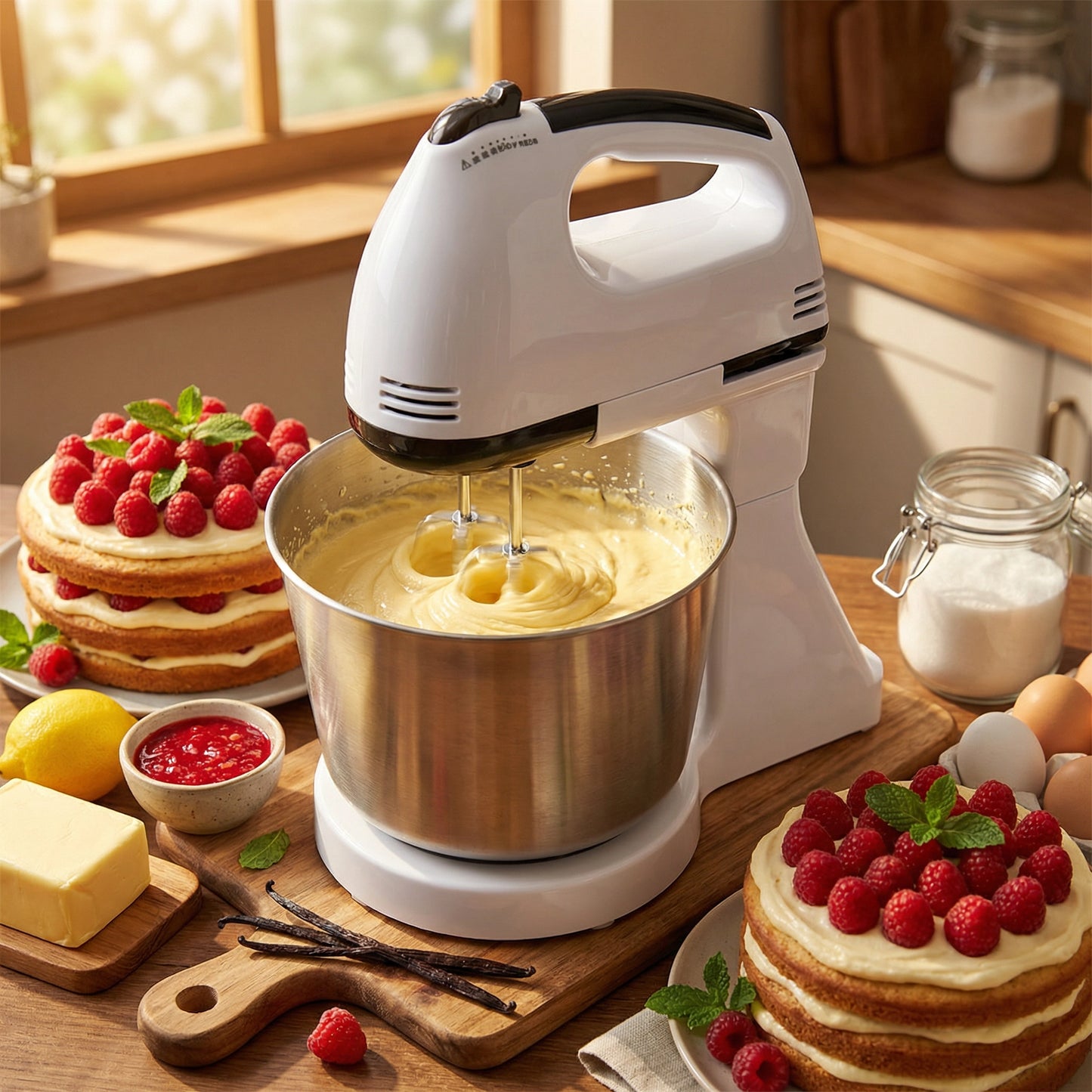 Batidora de Pie Sokany CX-6620 250W 7 Velocidades 2qt Acero Blanco