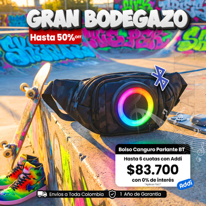 Bolso Canguro Parlante Bluetooth Recargable