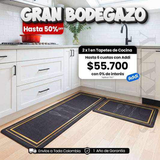 Set 2x1 Tapetes de Cocina Antideslizantes Ultra  Absorbente