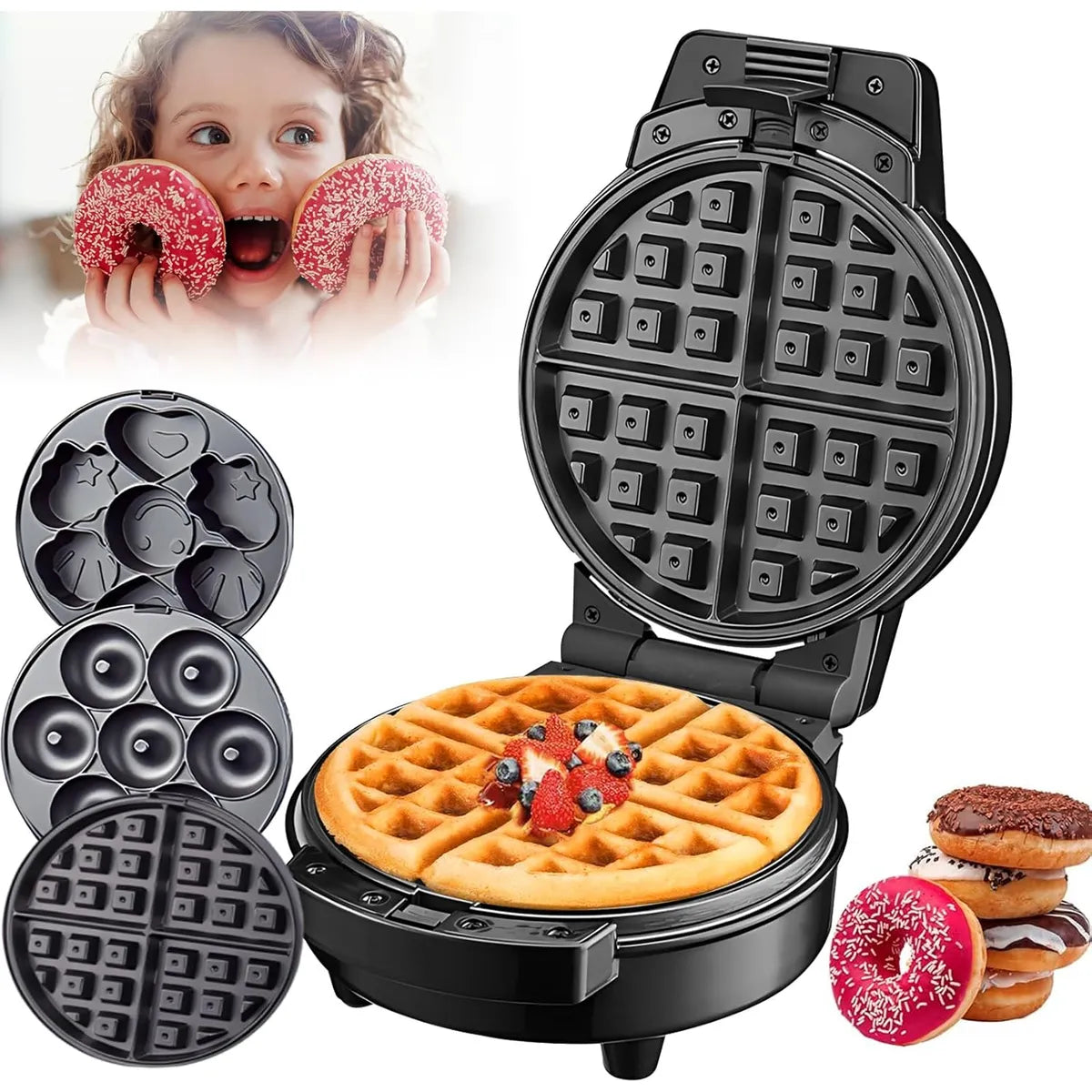 Waflera Sokany 3 En 1 Donas Y Cupcakes Cocina Color Negro Negro